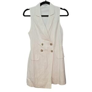 Express Romper Womens XXS Cream Sleeveless Double Breasted Blazer Linen Mob Wife